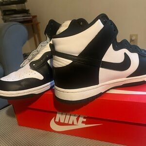 Nike Dunk Hi Retro Black and White worn only twice.